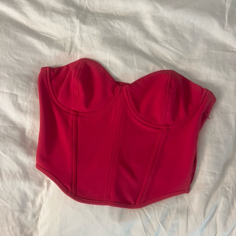 Hot Pink Strapless Corset Top